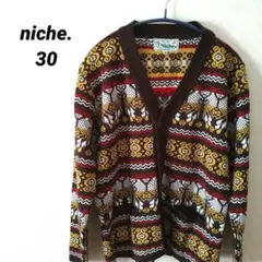 ニッチ　niche.　カーディガン　メキシコ製　30　S〜Mサイズ