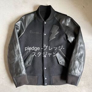 名作　Predge - プレッジ - ウール スタジャン スクールジャケット ブルゾン レザー 本革