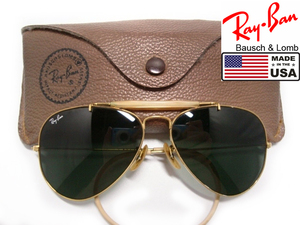 美品Vintage B&L RayBan OUTDOORSMAN G15ボシュロムBLアメリカ製USAアウトドアーズマンゴールドMETALメタル金ティアドロップGoldサングラス