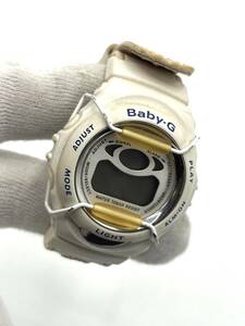 【電池切れ】CASIO カシオ Baby-G ベビージー クォーツ 腕時計 デジタル文字盤 ホワイト系 レザーベルト レディース BGM-100