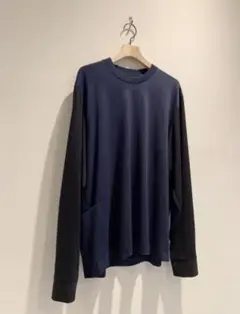 sunsea  bk sleeve long tee navy サンシー 2