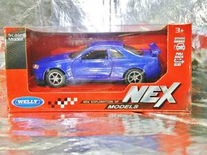 ◎WELLY NEX 1:36 Diecast Nissan Skyline GTR GT-R R34 ウェリー ウィリー 日産 スカイライン ブルー◎ c 