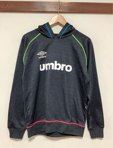 ぬ1481 UMBRO アンブロ プルオーバー ジャージパーカー M ダークグレー 裏トリコット ロゴ刺繍