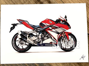 HONDA CBR250RR MC51 バイクイラスト ハガキサイズ プリント №19