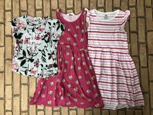 H&M エイチアンドエム キッズ 女の子 ノースリーブワンピース・Tシャツ 3点セット まとめ売り 8-10Y(134-140) ピンクグレー