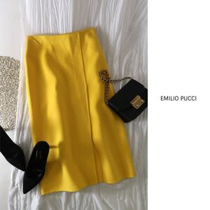 15.6万☆超美品☆エミリオプッチ EMILIO PUCCI☆イタリア製☆毛100% スリット タイトスカート イタリア40サイズ☆M-B 0012