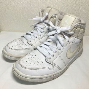 NIKE/ナイキ AIR JORDAN 1 MID エアジョーダン ミッド ハイカットスニーカー 23.5cm ホワイト 白 BQ6472-112 靴