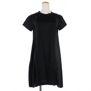 未使用品 サカイ sacai 19SS Jersey Dress ジャージードレス 半袖Tシャツ カットソー フリンジ 1 ブラック 黒 19-04588 レディース