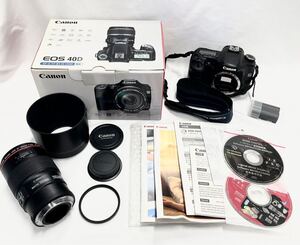 Canon EOS 40D デジタル一眼レフカメラ CANON MACRO LENS EF 100mm 1:2.8 レンズ バッテリー 付属品 箱 ※動作未確認 【S82296-1174】