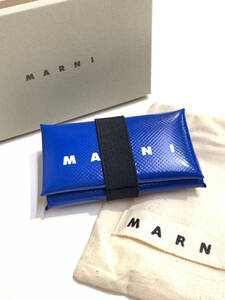 タグ・箱付　MARNI　マルニ　PFMI0007U2　ポリエステルロゴコンパクトウォレット　財布　コインケース　カードケース　ブルー