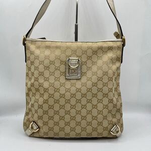 ◎極美品◎ GUCCI グッチ ショルダーバッグ サコッシュ 斜め掛け アビーライン クロスボディレザー GGキャンバス ゴールド 金 レディース