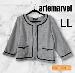 549 artemarvel ジャケット　ツイード　LL ノーカラー　セレモニー