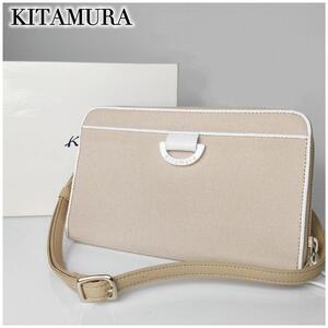 【極美品】KITAMURA キタムラ 財布 長財布 ショルダー ショルダーウォレット バッグ ショルダーバッグ ウォレット ベージュ レディース