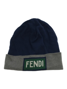 FENDI◆KIDS カシミア混ニットキャップ(ビーニー)/サイズIII/コットン/NVY-GRY