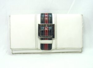 中古 TOMMY HILFIGER/トミーヒルフィガー 長財布 ロングウォレット ネイビー/レッド/ホワイト ベルト レザー