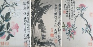 巧芸　清　石涛　玉蘭図　碧桃花　芭蕉図　上海博物館蔵　二玄社製　非売品　書画　中国画