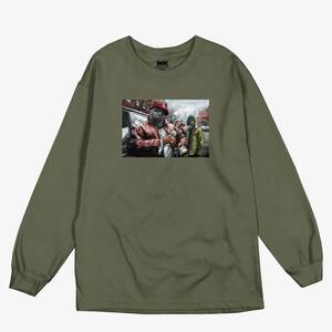 USA正規品 【L】 DGK ディージーケー BRICKS 長袖 Tシャツ ロンT ミリタリーグリーン LA カリフォルニア ストリートフェイスマスク