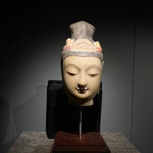 ■観心・時代旧蔵■C135北斉時代 漢白玉仏首 漢白玉石細工彫刻★仏教古美術★仏像★細密細工★廃寺旧蔵★廃寺買出品