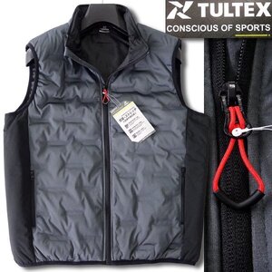 新品 タルテックス 秋冬 防風 ストレッチ 圧着 中綿 ベスト L 灰 【2-2503_14】 TULTEX ブルゾン ジャケット メンズ スタンドカラー