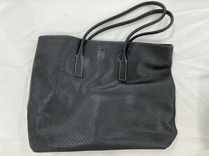 1円〜PRADA プラダ パンチング レザー トートバッグ ショルダーバッグ ハンドバッグ 肩掛けかばん レディース ブラック系