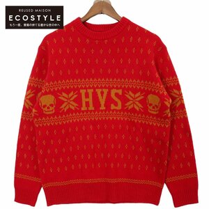 HYSTERIC GLAMOUR ヒステリックグラマー 22AW 02223NS12450 レッド SKULL NORDICジャカードセーター レッド L トップス ウール メンズ 中古