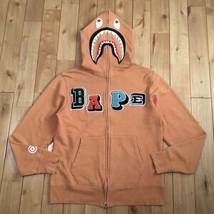 BAPE logo multi fonts シャーク パーカー Lサイズ orange shark full zip hoodie a bathing ape エイプ ベイプ アベイシングエイプ i716