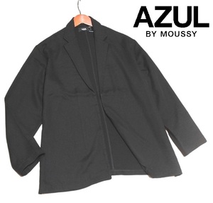 新品! アズールバイマウジー テーラード型 二重織 ソフト ジャケット ブラック (F) ☆ AZUL BY MOUSSY メンズ カーディガン M-L相当 黒系