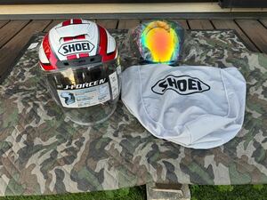 中古 SHOEI J-FORCE4 BRILLER ショウエイ Ｊフォース4　ブリエ ジェットヘルメット size:L ホワイト×レッド　ミラースモークシールド cj-2