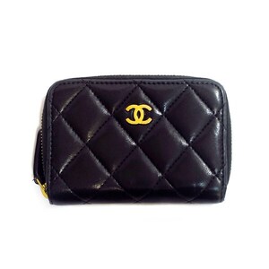 CHANEL シャネル AP0216 マトラッセ ラムスキン コインケース ジップコインパース ブラック【代引不可】中古品 used AB