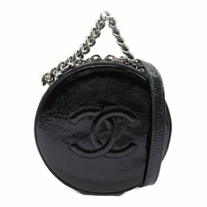 シャネル ラウンド アズアース ショルダーバッグ ブランドオフ CHANEL パテントレザー ショルダーバッグ パテント 中古 レディース