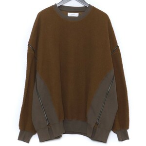 FACETASM FLEECE ZIPPER SWEAT サイズ4 ブラウン CSW-SW-M07 ファセッタズム ジップディテール フリース スウェット トレーナー