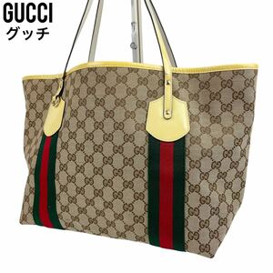 良品　GUCCI グッチ　トートバッグ　GGキャンバス　シェリーライン　手提げ　211970 213048 ハンドバッグ　ショルダーバッグ　