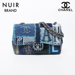 シャネル CHANEL ショルダーバッグ パッチワーク デニム チェーン 21番台 2015 ブルー