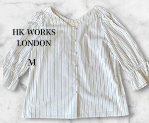 HK WORKS LONDON M ピンストライプ長袖ブラウス　トップス　カジュアル　長袖 