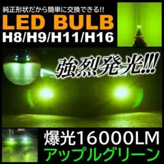 爆光 LEDフォグランプ アップルグリーン H8H9H11H16 フォグライト