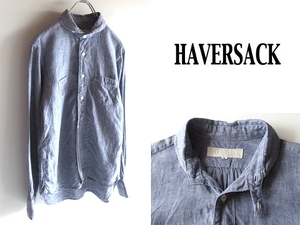 名作 HAVERSACK ハバーサック ビンテージ型 チンスト付 丸襟 リネンシャツ M インディゴ nest Robe CONFECT ネストローブコンフェクト取扱