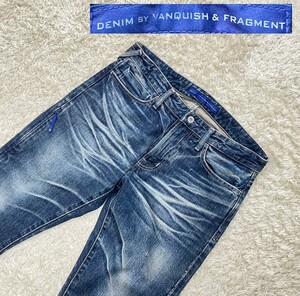 【赤耳★】W32 DENIM BY VANQUISH & FRAGMENT ダメージ加工セルビッチデニムパンツ/ジーンズ◆ヴァンキッシュ フラグメント (10)