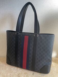 【美品、稀少】グッチ、GUCCI、PVC、ブラック、黒、シェリーライン、トートバッグ、ショルダーバッグ、アイテム番号D-4