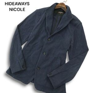 23SS★ HIDEAWAYS NICOLE ハイダウェイ ニコル 通年 バーティカル タック ジャカード カット ジャケット Sz.46 メンズ 紺　A5T00089_1#O