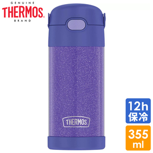 サーモス ステンレス ストロー 水筒 サーモス ステンレス水筒 グリッター パープル ストロー 350ml THERMOS 子供 無地