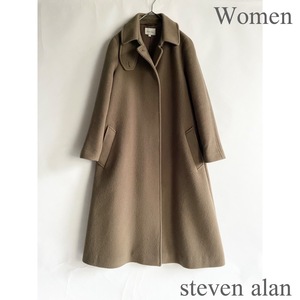 steven alan 日本製 スティーブンアラン WOOL BEAVER TENT COAT カシミヤ混 Aライン テントライン ロング コート アウター モカ size S sk