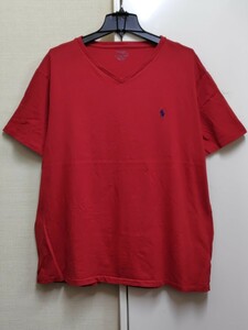 [送料無料](s31c2)XLポロラルフローレンPolo Ralph Lauren刺繍ロゴusaアメリカ輸入古着半袖TシャツVネックオーバーサイズゆるだぼ