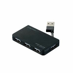 【新品】(まとめ) エレコム USB2.0ハブ(ケーブル収納タイプ) 4ポート ブラック U2H-YKN4BBK 1個 【×3セット】