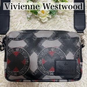 【新品同様】vivienne westwood ヴィヴィアンウエストウッド ショルダーバッグ レザー オーブ ブラック黒 グレー 灰 レディース メンズ