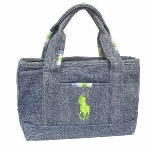 ◇POLO RALPH LAUREN デニム トートバッグ マルチステッチ/ポニー刺繍 インディゴブルー ポロ ラルフローレン レディース 1円スタート