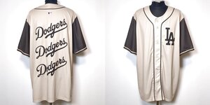 ドジャース ファナティクス 別注 MLB ベースボールシャツ XL ビッグシルエット 3連バックロゴ FANATICS Los Angeles Dodgers MLB