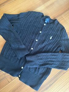 【 POLO RALPH LAUREN ／ ポロ ラルフローレン 】 カーディガン トップス ケーブルニット 長袖 女の子 ガール M 120 130 140 ネイビー