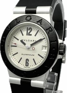 1円〜 H BVLGARI ブルガリ アルミニウム AL32A シルバーダイヤル メンズ クォーツ デイト アンティーク 時計 42391164