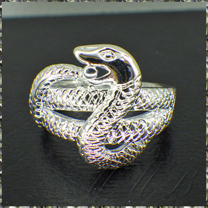 [RING] 925 Sterling Silver Plated Snake スネーク 絡みつく蛇 ヘビ デザイン シルバー リング 16号