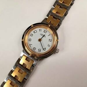 【AIKU-YA】エルメス クリッパー レディース 腕時計 白盤 デイト コンビ 初期モデル